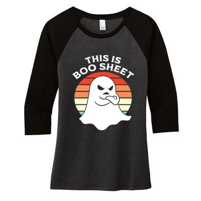 This Is Boo Sheet Ghost Retro Halloween Costume Women's Tri-Blend 3/4-Sleeve Raglan Shirt