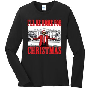 Trump ILl Be Home For Christmas Ladies Long Sleeve Shirt