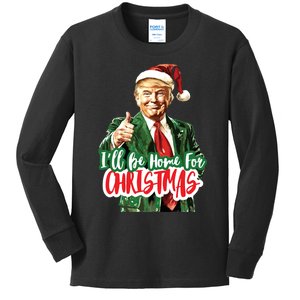 Trump ILl Be Home For Christmas Kids Long Sleeve Shirt