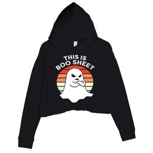 This Is Boo Sheet Ghost Retro Halloween Costume Crop Fleece Hoodie