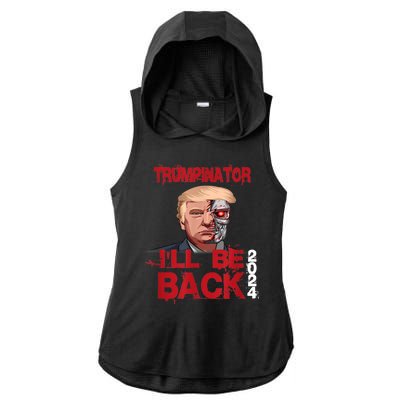 Trumpinator I'll Be Back 2024 Ladies PosiCharge Tri-Blend Wicking Draft Hoodie Tank