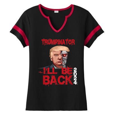 Trumpinator I'll Be Back 2024 Ladies Halftime Notch Neck Tee