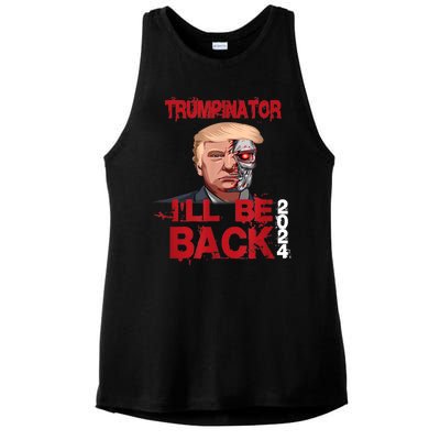 Trumpinator I'll Be Back 2024 Ladies PosiCharge Tri-Blend Wicking Tank