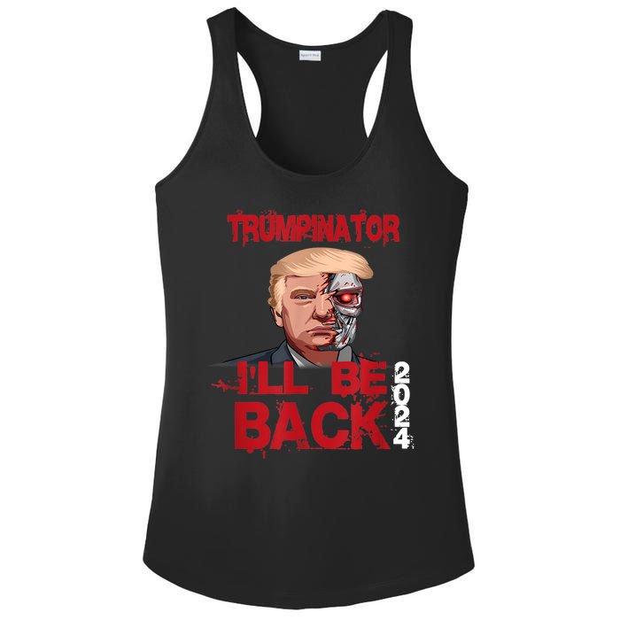 Trumpinator I'll Be Back 2024 Ladies PosiCharge Competitor Racerback Tank