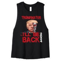 Trumpinator I'll Be Back 2024 Women's Racerback Cropped Tank