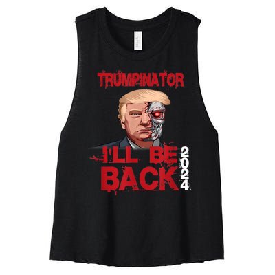 Trumpinator I'll Be Back 2024 Women's Racerback Cropped Tank