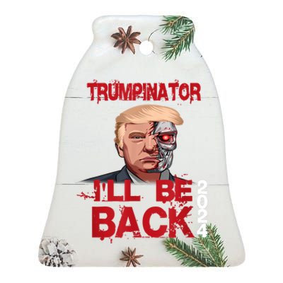 Trumpinator I'll Be Back 2024 Ceramic Bell Ornament