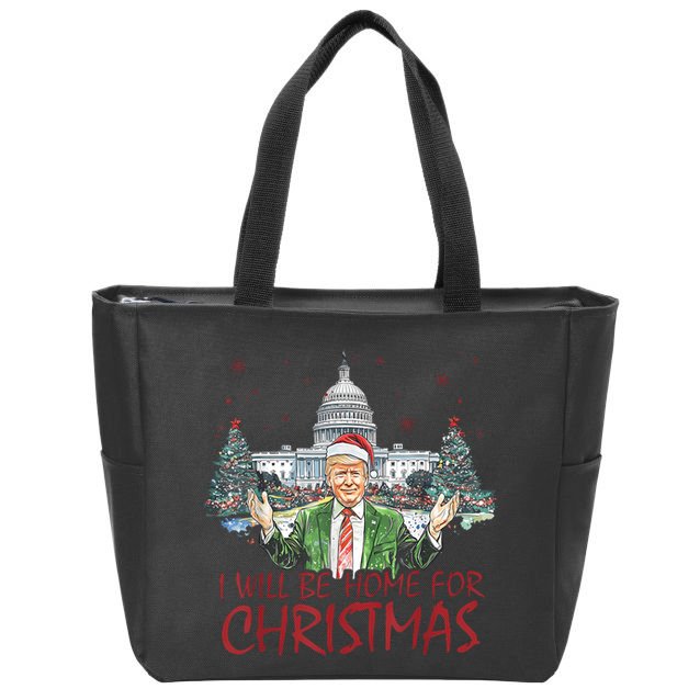 Trump Ill Be Home For Christmas White House Festive Holiday Zip Tote Bag