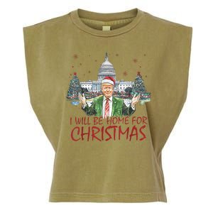 Trump Ill Be Home For Christmas White House Festive Holiday Garment-Dyed Women's Muscle Tee