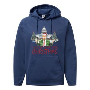 Trump Ill Be Home For Christmas White House Festive Holiday Performance Fleece Hoodie