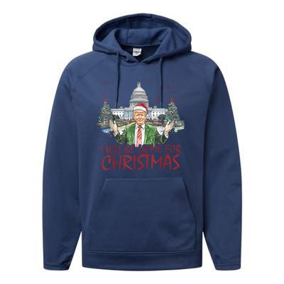 Trump Ill Be Home For Christmas White House Festive Holiday Performance Fleece Hoodie