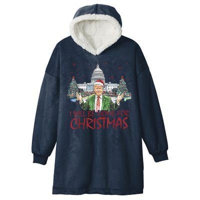 Trump Ill Be Home For Christmas White House Festive Holiday Hooded Wearable Blanket