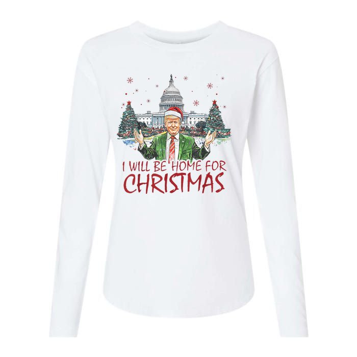 Trump Ill Be Home For Christmas White House Festive Holiday Womens Cotton Relaxed Long Sleeve T-Shirt