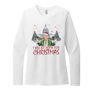 Trump Ill Be Home For Christmas White House Festive Holiday Womens CVC Long Sleeve Shirt