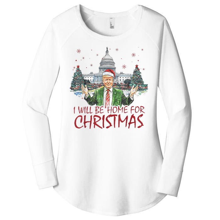 Trump Ill Be Home For Christmas White House Festive Holiday Women's Perfect Tri Tunic Long Sleeve Shirt