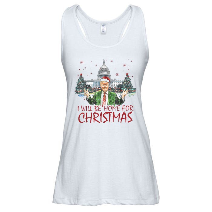 Trump Ill Be Home For Christmas White House Festive Holiday Ladies Essential Flowy Tank