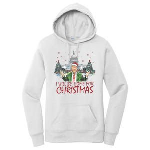 Trump Ill Be Home For Christmas White House Festive Holiday Women's Pullover Hoodie