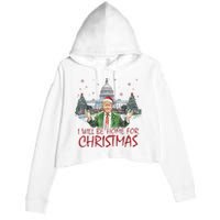 Trump Ill Be Home For Christmas White House Festive Holiday Crop Fleece Hoodie