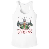 Trump Ill Be Home For Christmas White House Festive Holiday Ladies PosiCharge Competitor Racerback Tank