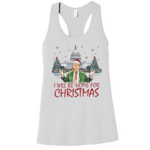 Trump Ill Be Home For Christmas White House Festive Holiday Women's Racerback Tank