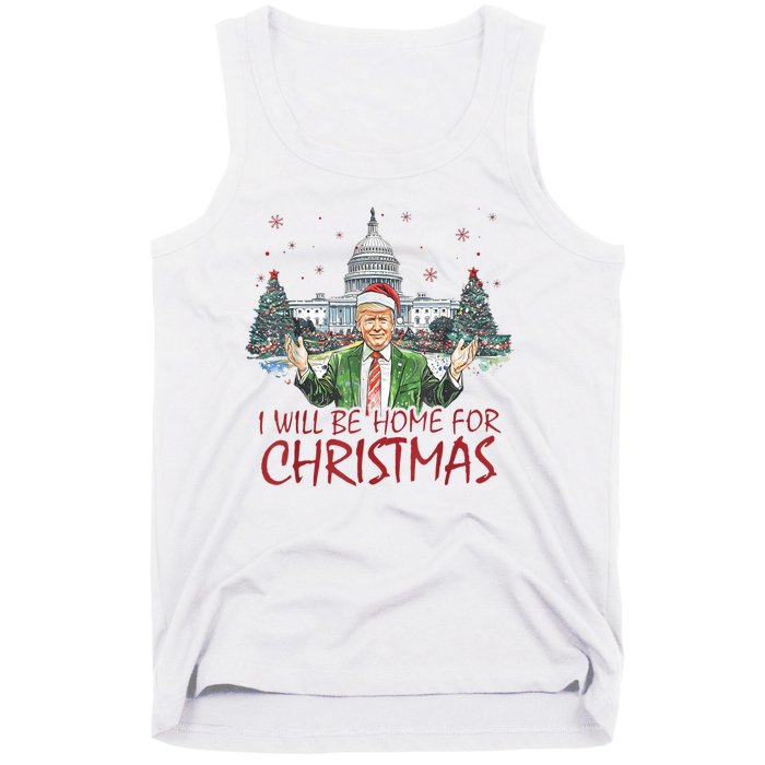 Trump Ill Be Home For Christmas White House Festive Holiday Tank Top