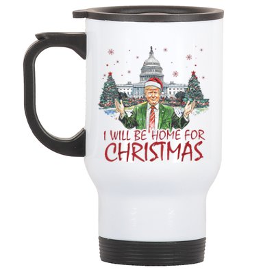 Trump Ill Be Home For Christmas White House Festive Holiday Stainless Steel Travel Mug