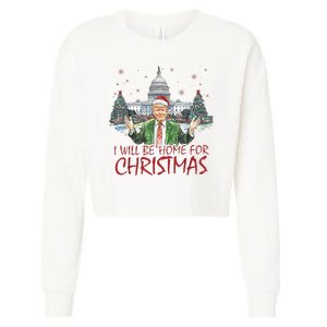 Trump Ill Be Home For Christmas White House Festive Holiday Cropped Pullover Crew