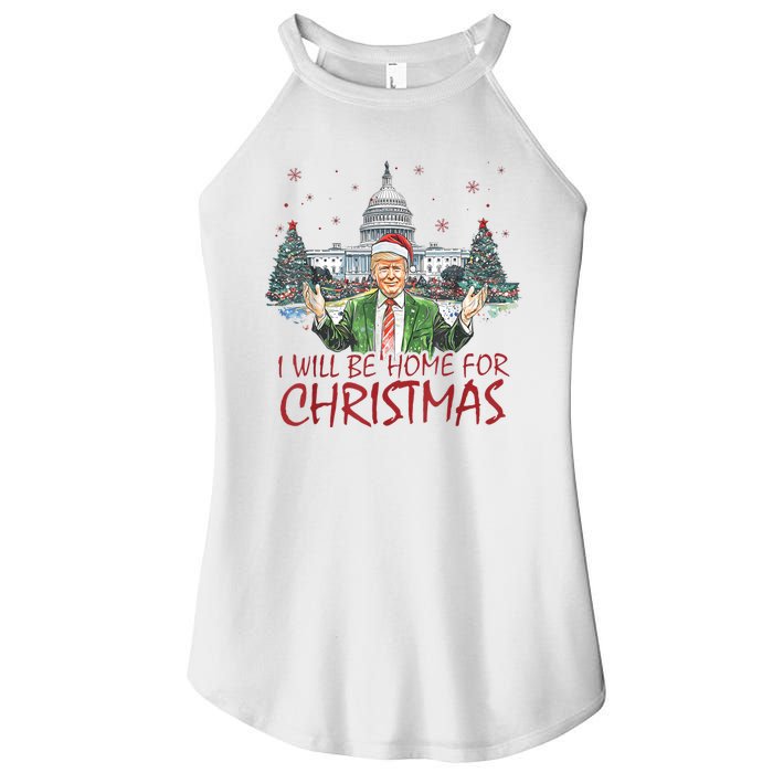 Trump Ill Be Home For Christmas White House Festive Holiday Women's Perfect Tri Rocker Tank