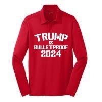 Trump Is Bulletproof 2024 Fight Election Silk Touch Performance Long Sleeve Polo