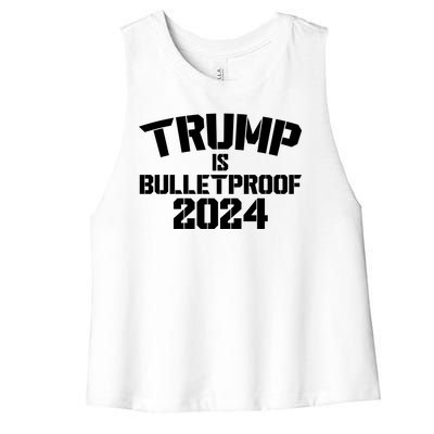 Trump Is Bulletproof 2024 Fight Election Women's Racerback Cropped Tank