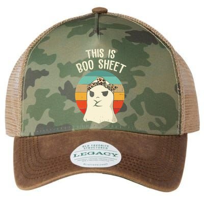 This Is Boo Sheet Ghost Retro Ghost Halloween Leopard Women Legacy Tie Dye Trucker Hat