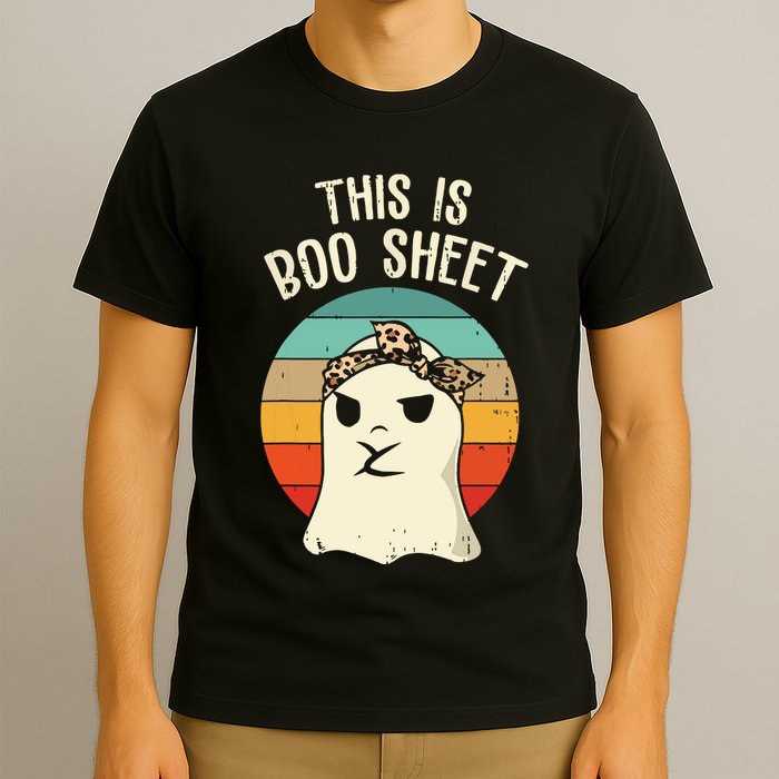 This Is Boo Sheet Ghost Retro Ghost Halloween Leopard Women T-Shirt