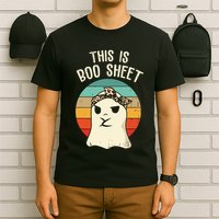 This Is Boo Sheet Ghost Retro Ghost Halloween Leopard Women T-Shirt