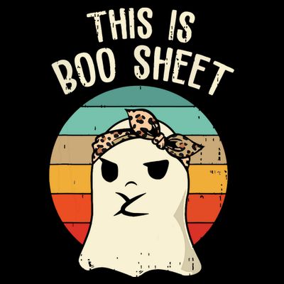 This Is Boo Sheet Ghost Retro Ghost Halloween Leopard Women T-Shirt
