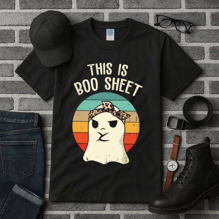 This Is Boo Sheet Ghost Retro Ghost Halloween Leopard Women Tall T-Shirt