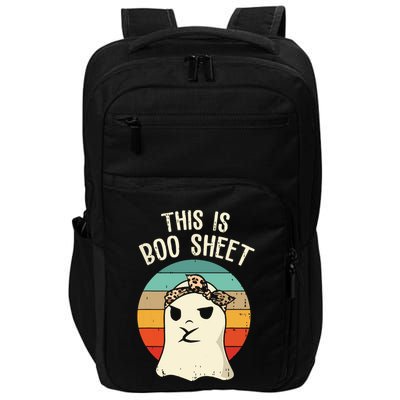 This Is Boo Sheet Ghost Retro Ghost Halloween Leopard Women Impact Tech Backpack