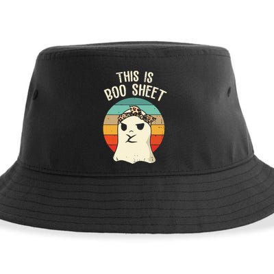 This Is Boo Sheet Ghost Retro Ghost Halloween Leopard Women Sustainable Bucket Hat