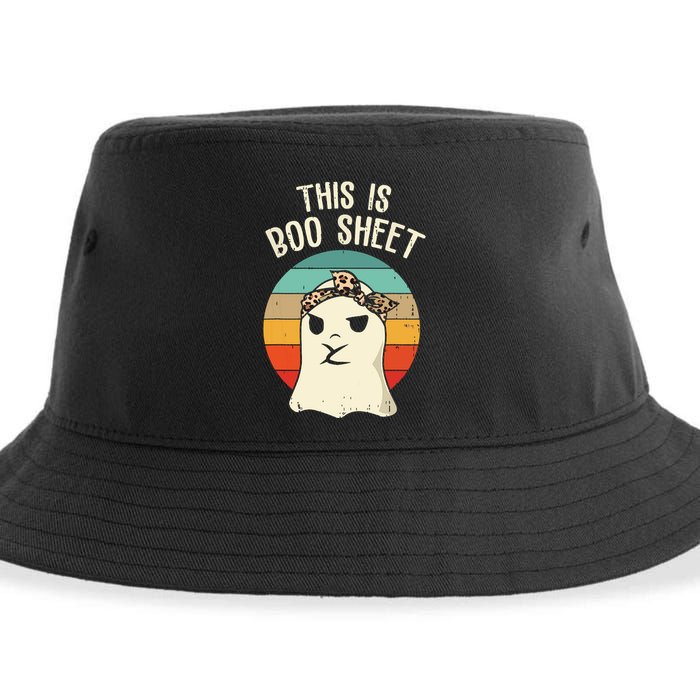 This Is Boo Sheet Ghost Retro Ghost Halloween Leopard Women Sustainable Bucket Hat