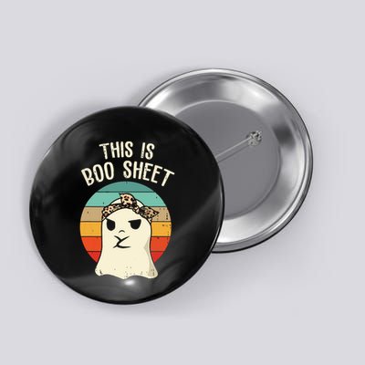 This Is Boo Sheet Ghost Retro Ghost Halloween Leopard Women Button