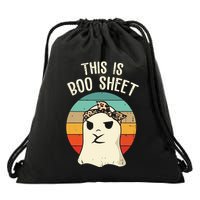 This Is Boo Sheet Ghost Retro Ghost Halloween Leopard Women Drawstring Bag