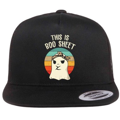 This Is Boo Sheet Ghost Retro Ghost Halloween Leopard Women Flatbill Hat