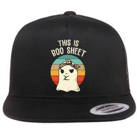 This Is Boo Sheet Ghost Retro Ghost Halloween Leopard Women Flat Bill Trucker Hat