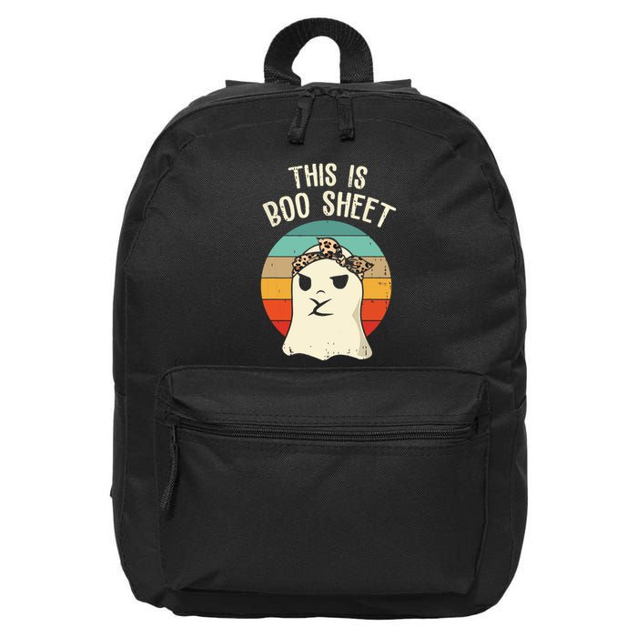 This Is Boo Sheet Ghost Retro Ghost Halloween Leopard Women 16 in Basic Backpack