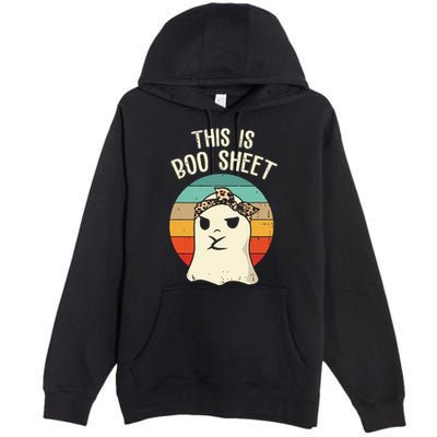 This Is Boo Sheet Ghost Retro Ghost Halloween Leopard Women Premium Pullover Hoodie