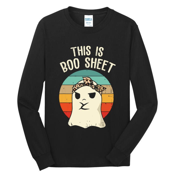 This Is Boo Sheet Ghost Retro Ghost Halloween Leopard Women Tall Long Sleeve T-Shirt