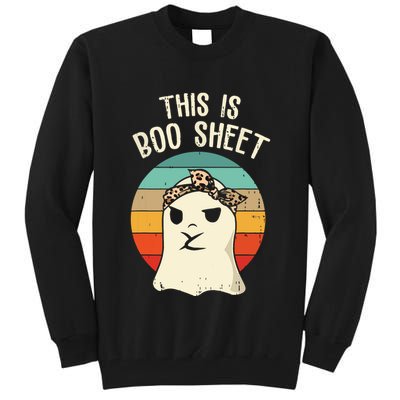 This Is Boo Sheet Ghost Retro Ghost Halloween Leopard Women Tall Sweatshirt
