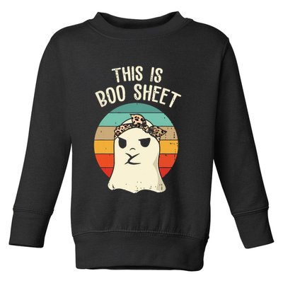 This Is Boo Sheet Ghost Retro Ghost Halloween Leopard Women Toddler Sweatshirt