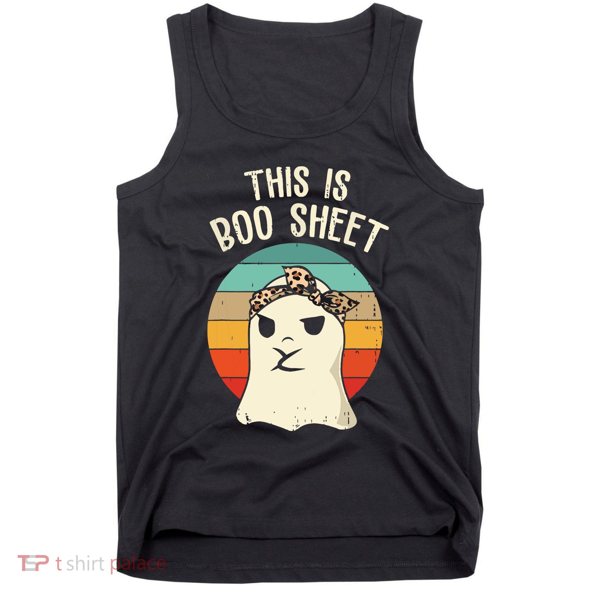 This Is Boo Sheet Ghost Retro Ghost Halloween Leopard Women Tank Top