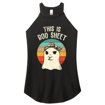 This Is Boo Sheet Ghost Retro Ghost Halloween Leopard Women Women's Perfect Tri Rocker Tank