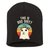 This Is Boo Sheet Ghost Retro Ghost Halloween Leopard Women Short Acrylic Beanie